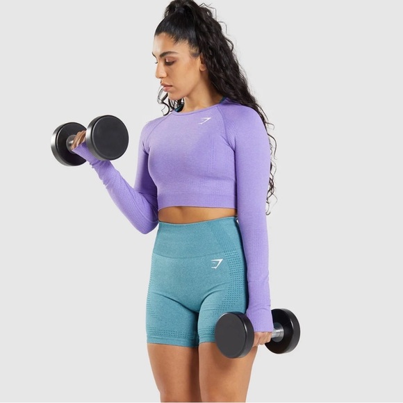 Gymshark Vital Seamless 2.0 Long Sleeve Crop Top Size Medium - Picture 2 of 10